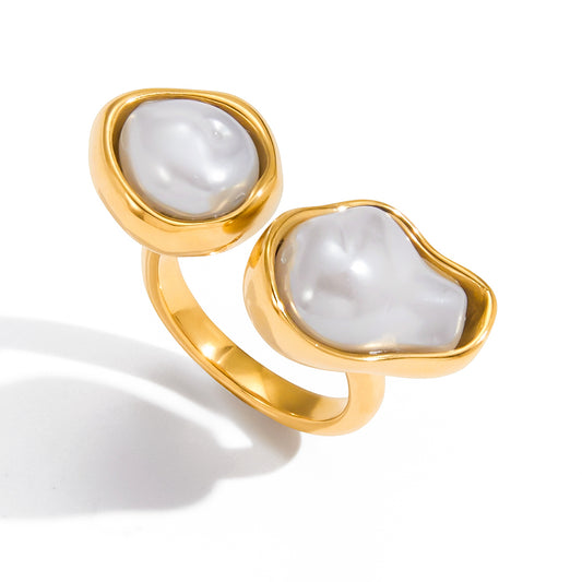 Дамски пръстен AUREA Elara с две естествени перли и позлата 18K