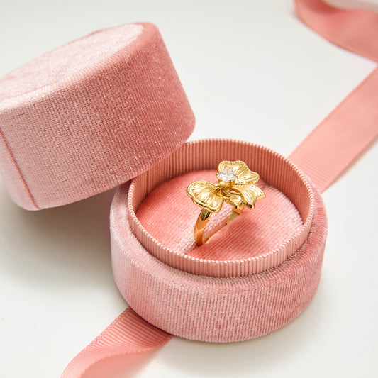 Позлатен дамски пръстен Papillon с форма на пеперуда и цирконий