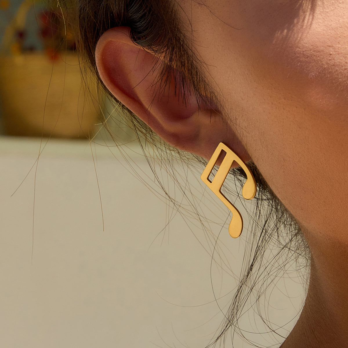 Обеци Notina - висящи обеци с музикална нота